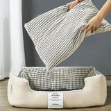 Lit pour chien en peluche lavable avec rembourrage