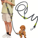 Laisse de chien mains libres en nylon pour une promenade facile