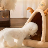 Niche Douillette Pour Animaux de Compagnie Refuge Sûr Doux Velours Confort Antidérapant Lavable en Machine Design Portable