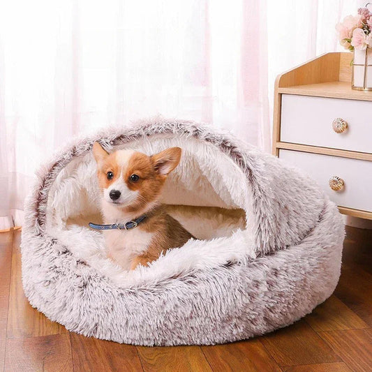 Lit pour animaux rond en polaire corail, chaud, doux et facile à nettoyer