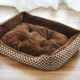 Lit pour chien en peluche lavable avec rembourrage