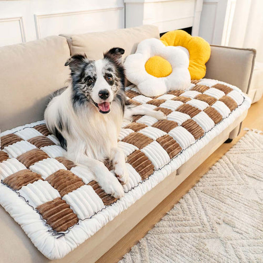Housses de canapé à carreaux douces pour chiens