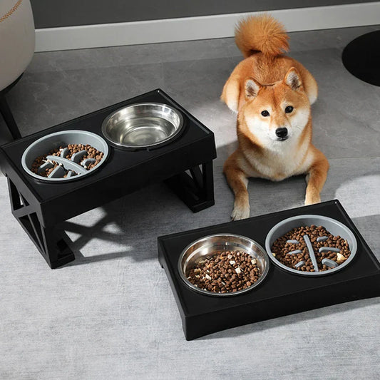 BowWow™ | Bol de nourriture pour chien réglable en hauteur avec option de nourriture lente