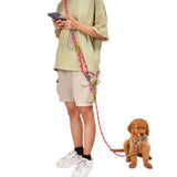 Laisse de chien mains libres en nylon pour une promenade facile